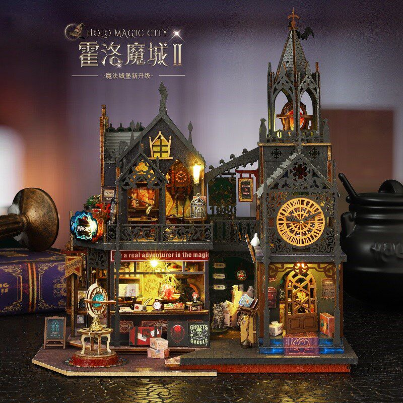 霍洛魔城diy手工小屋哈利魔法城堡拼装K模型迷你场景立体拼图女