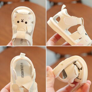 夏季新款一岁女宝宝叫叫凉鞋包头婴幼儿学步鞋一阶段软底婴儿鞋子