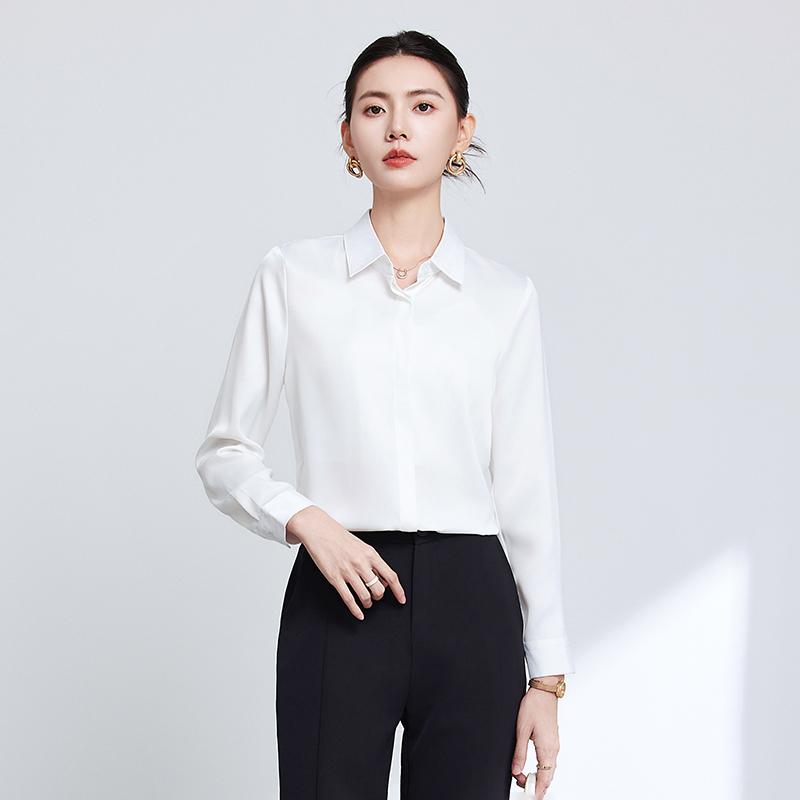 职业白衬衣女高级感长袖宽松显瘦面试H正装衬衫通勤时尚气质工作