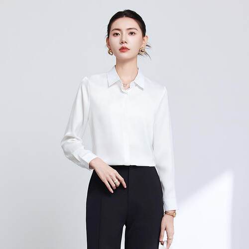 职业白衬衣女高级感长袖宽松显瘦面试H正装衬衫通勤时尚气质工作