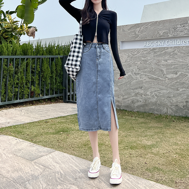 女装复古牛仔半身裙春夏