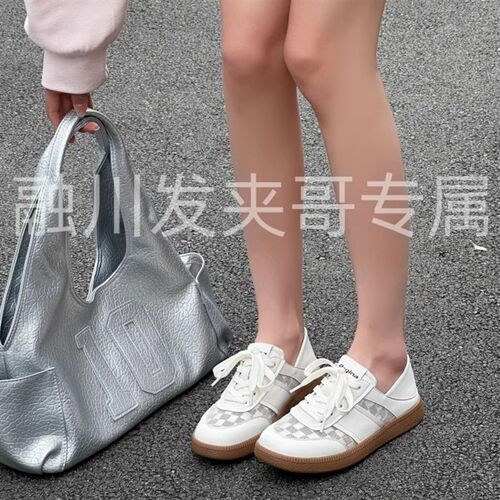 (棋盘格)2025新款棋盘格板鞋单网面E防滑德训鞋平底小白鞋女9860