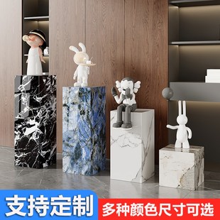 岩板落地花架大理石展示台摆件底座客厅雕塑装饰玄关立柱石墩基座