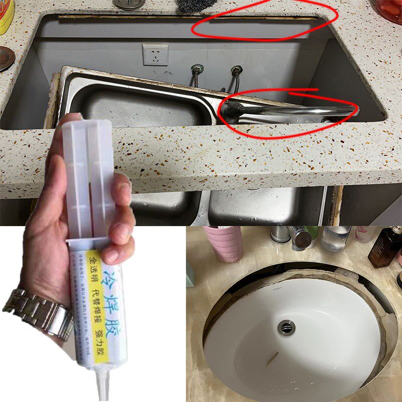 出租房卫生间使用洗n手盆掉落脱落粘接洗手台裂缝修补专用胶防腐