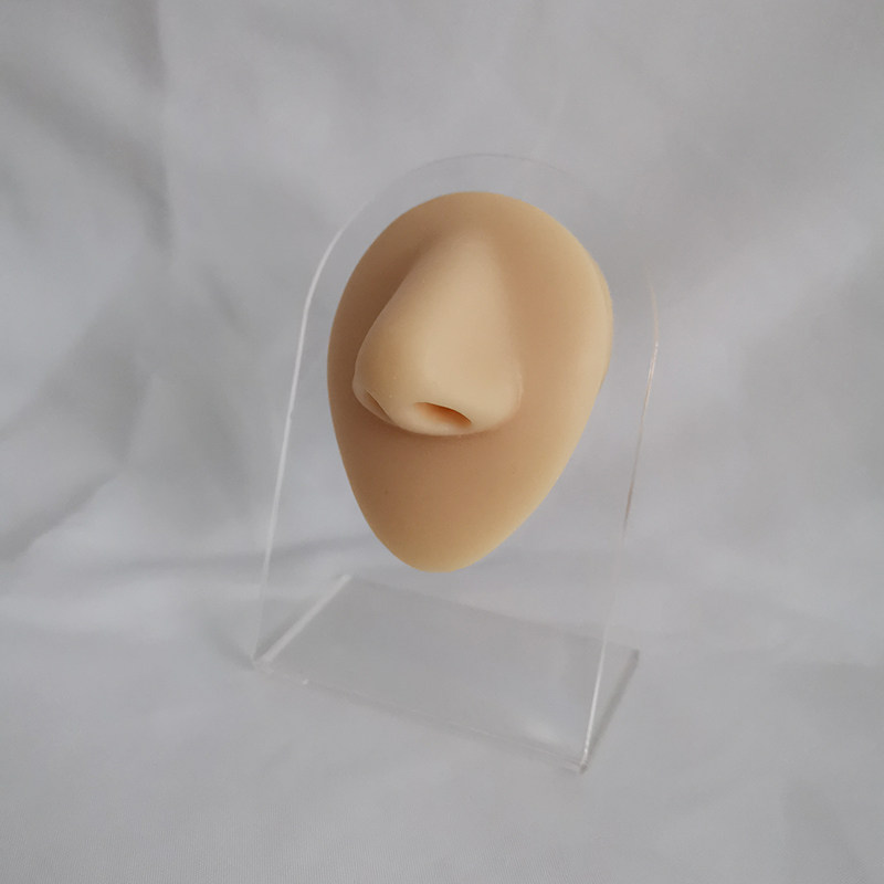 软硅胶仿真人体鼻子模型穿孔道具鼻钉鼻J环饰品展示立体鼻橡胶模
