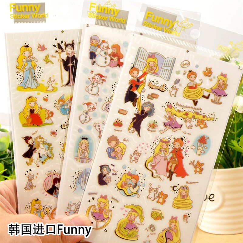 公主可爱卡通烫金平面PV贴画C装手账饰幼儿童女孩粘贴纸防水