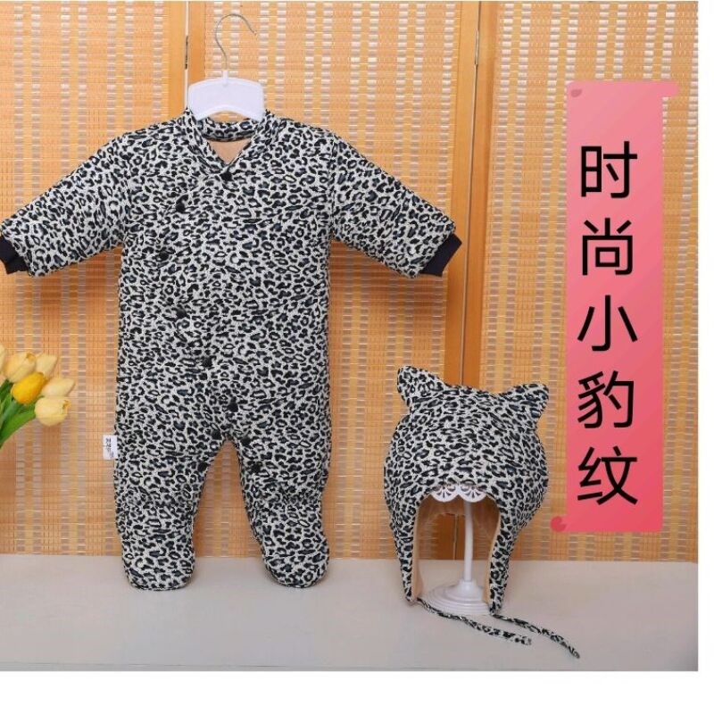 手工棉花连体哈衣宝宝棉衣爬服婴幼儿包脚连体衣冬季加厚斜襟国风