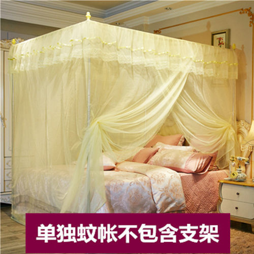 蚊帐单开门1.8m床三开门家用1.5加厚加密老式纹帐1.2米支架杆2米