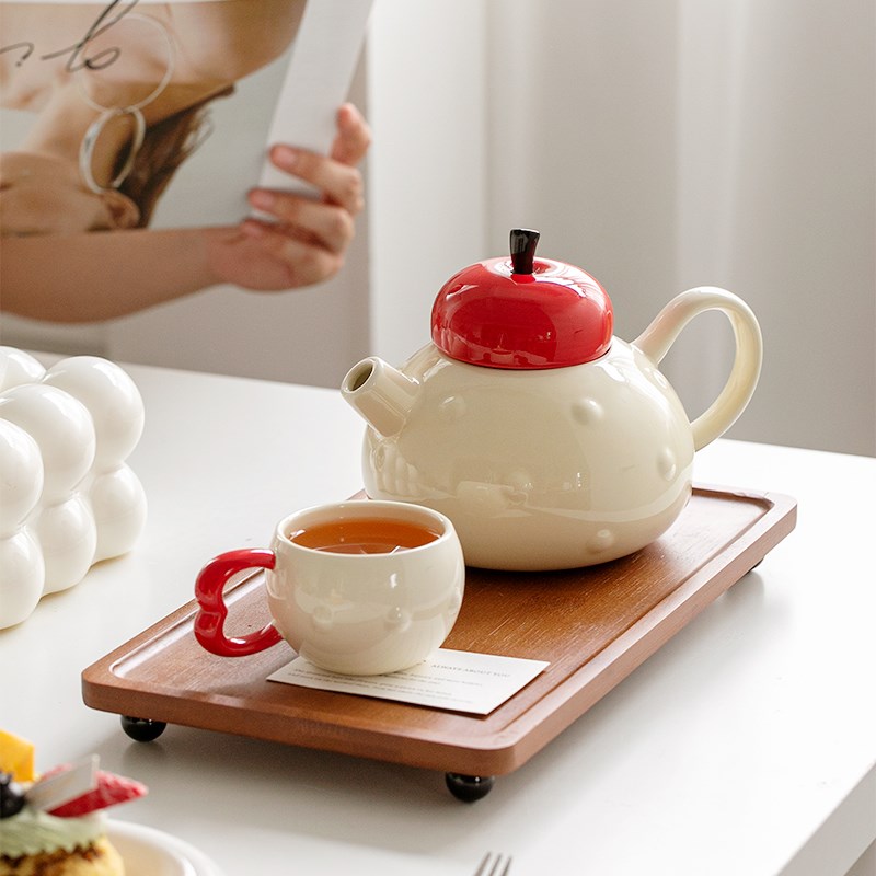 陶瓷水杯套装家用客厅待客水壶茶杯具乔迁结婚礼物水果花茶壶套装