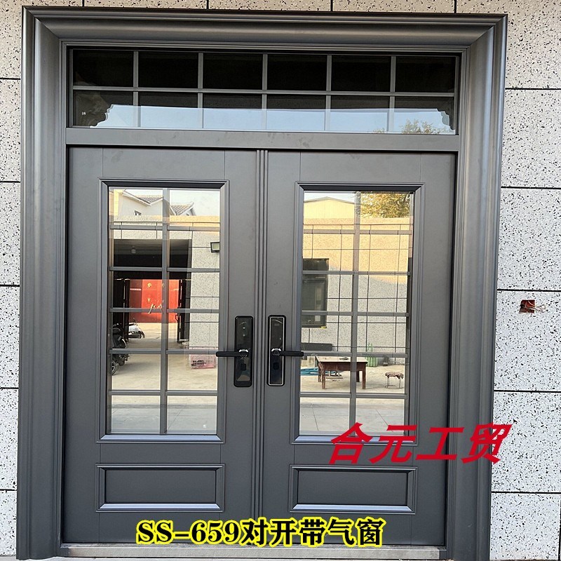 锌合金仿铜c双层门防盗复合进户门 玻璃拼接别墅庭院大门农村自建