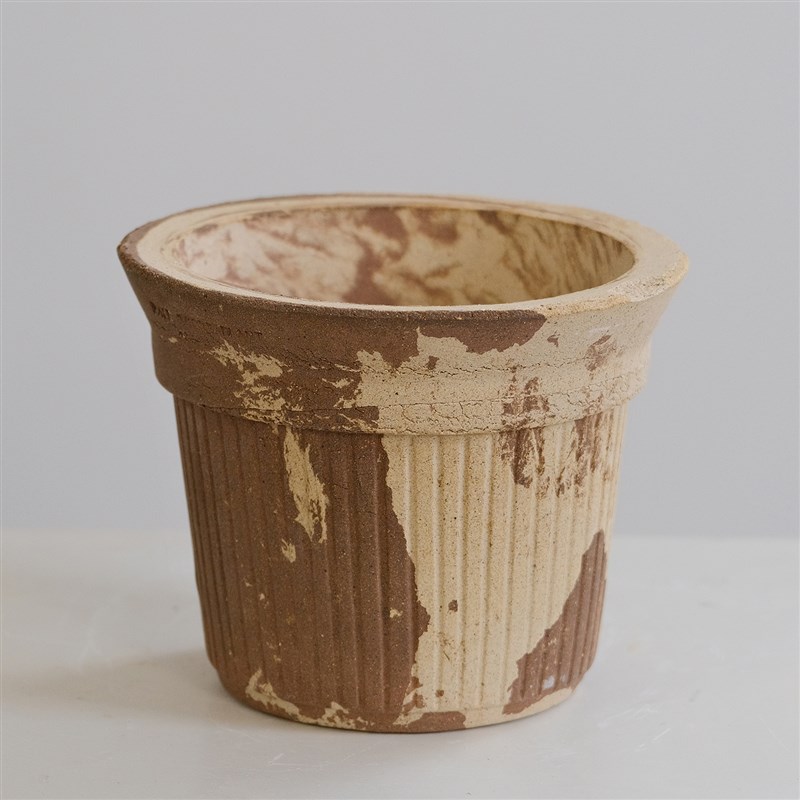 颜植牛奶咖啡花盆粗陶花盆天然陶土搅胎花盆透气透水双色花盆