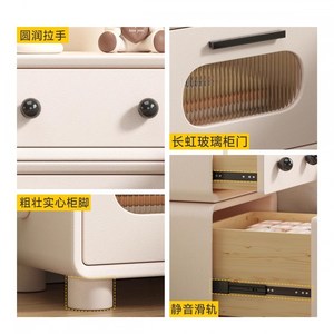 实木床头柜子儿童风机器人现代简约小型家用卧室高级感轻奢收纳柜