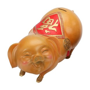 饰品 彩铜猪存钱罐金钱福猪生肖猪储蓄罐存钱猪摆件微笑母猪装