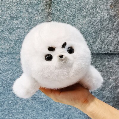 白色宝宝小海豹玩偶海洋动物毛绒玩具布偶娃娃公仔海洋馆纪念品