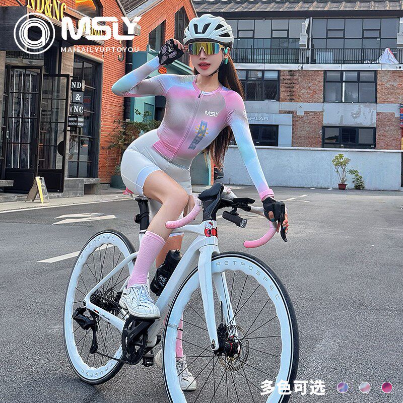 迈赛力MSLY竞技夏季女u士长袖骑行连体服公路自行车专业竞技透气