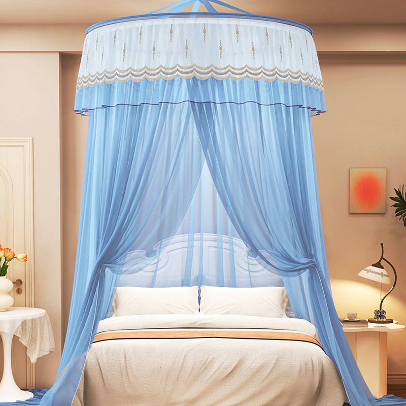 夏天蚊帐公主风 宫廷落地家用蚊帐超大吸盘圆顶吊顶帐子1.5/1.8米