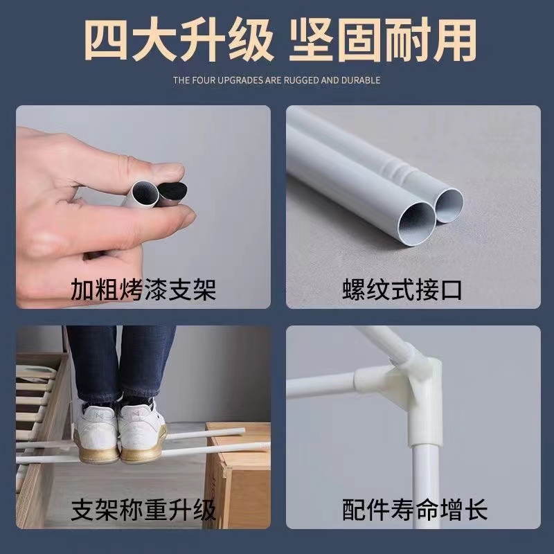 烤漆落地蚊帐支架杆子配件加厚三开门宫廷方顶帐子家用1.8m1.5米