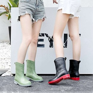 户外简约厨房工作 新款 2022雨鞋 女士中筒欧式 糖果色甜美防水鞋