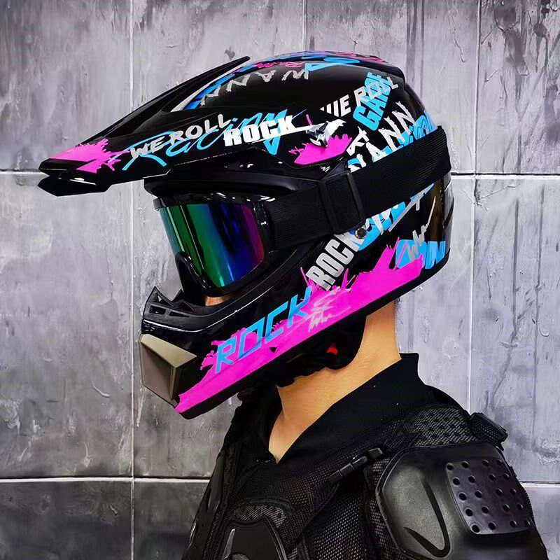 越野头盔男女电动自行车头盔山地越野骑行速降四季沙滩车儿童个性