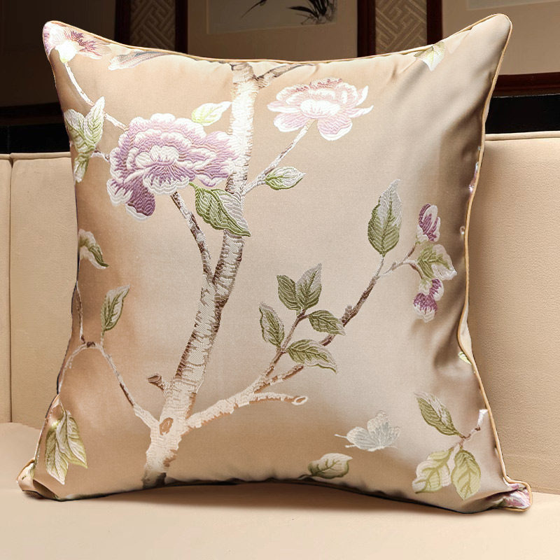 中式抱枕b靠垫实木椅腰枕大靠背垫绣花抱枕床头沙发大抱枕靠枕含