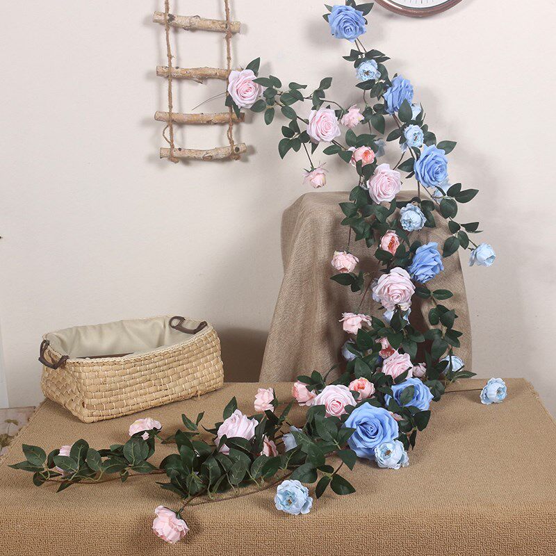 莫奈花园装饰花藤仿真玫瑰花藤条拍照打卡花墙布置秋千装饰假藤蔓