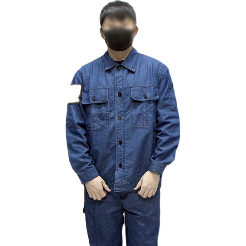 夏季薄款牛仔工作服套装男多口袋宽松劳保服电焊工人工装厂服