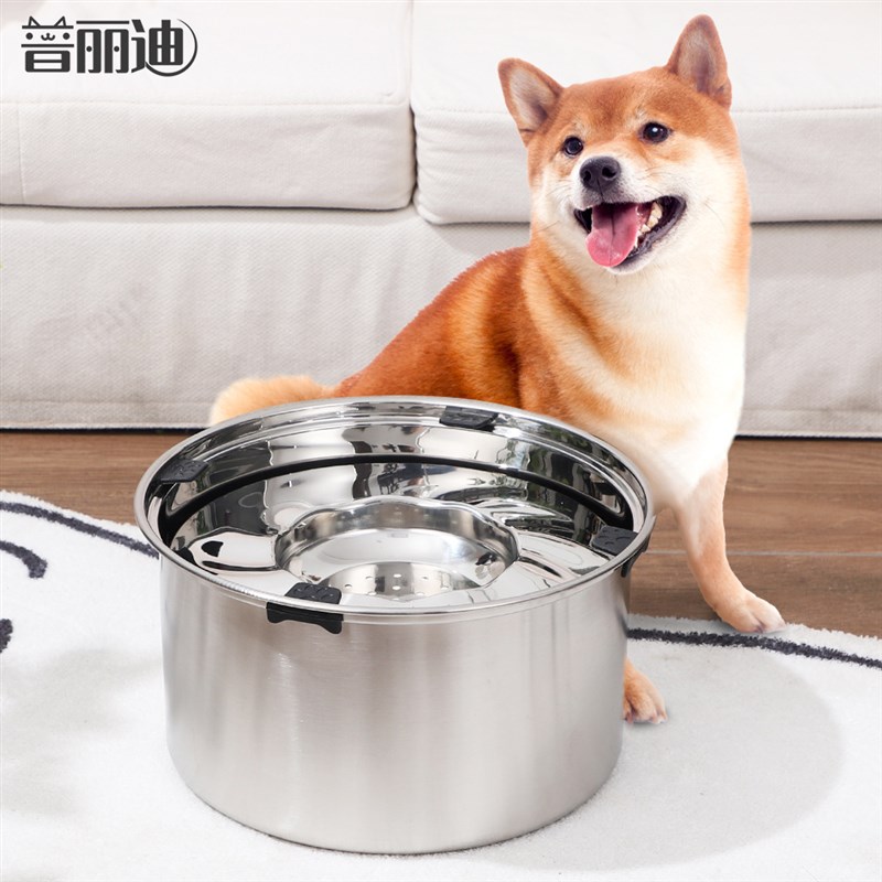 狗碗304不锈钢悬浮碗大型犬饮水超大容量漂浮狗盆宠物食具宠物碗