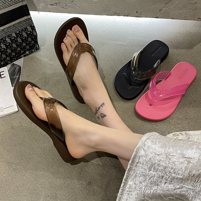 人字拖女夏潮时尚外穿果冻u带平底防滑沙滩夹脚凉拖鞋0508d