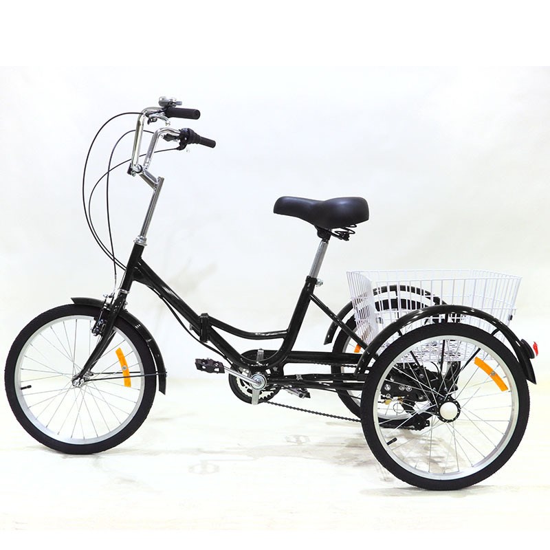 新款 折叠脚踏三轮车变速 人力脚蹬车 老年菜篮车 20英寸自行车