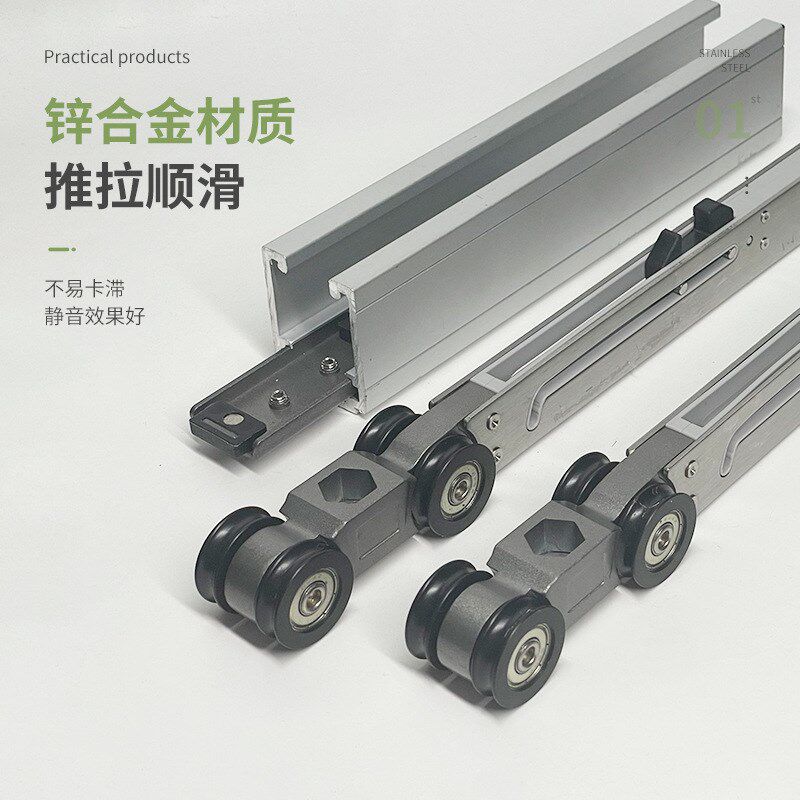重型缓冲吊轮推拉木门重型导轨静音阻尼滑轮卫生间厨房移门吊轨道