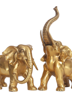 纯铜大象摆件一对象家居玄关办公室公司装饰品摆设乔迁开业礼品
