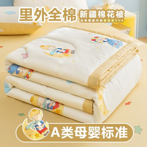 夏季全棉儿童夏凉被空调被四件套纯棉可机洗夏天宿舍单人薄款被子