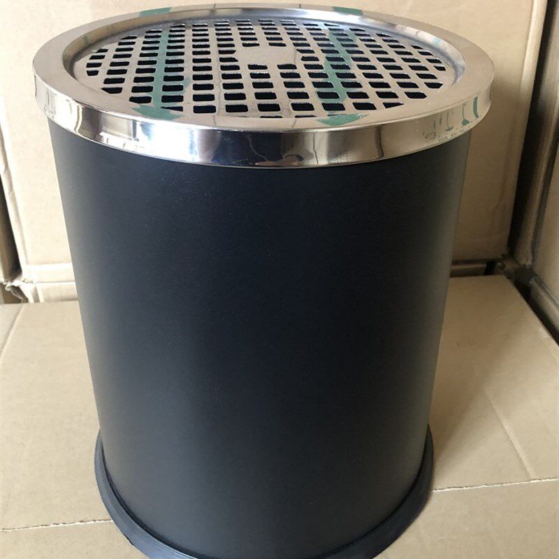 黑色铁烤漆吸烟头垃圾桶室内卧室网格办公室M客厅KTV烟灰缸桶圆形
