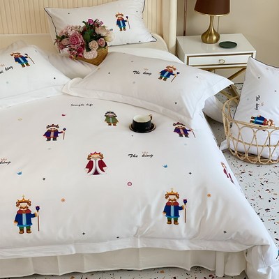 卡通儿童120支匹马棉贡缎印花四件套全棉亲肤四季柔软床单床品