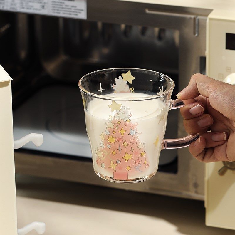 蓝莲花高硼硅玻璃牛奶杯微波炉可加热高颜值水杯上班家用喝水泡茶,餐饮具,奶杯/牛奶杯,淘宝优惠券,粉丝福利购,淘宝优惠卷