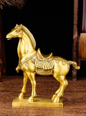 纯铜马到成功摆件办公室工艺品客厅装饰品唐马铜马送礼中式