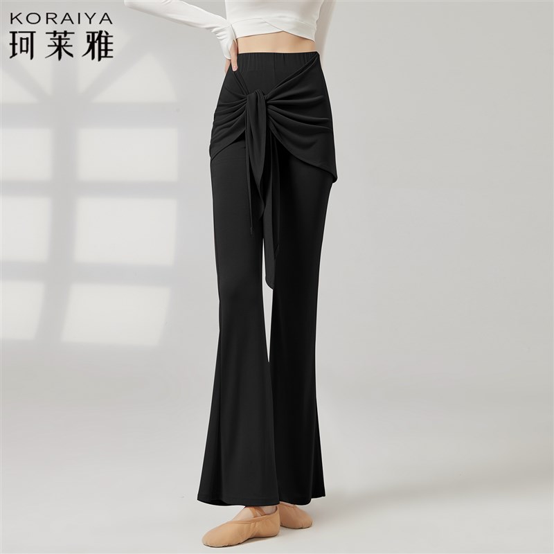 舞蹈裤成人女现代舞练功裤古典舞A形体艺考演出显瘦假两件喇叭裙