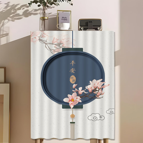 中式家用柜子杂物遮丑帘橱柜遮z挡帘拉帘鞋架衣柜防尘帘免打孔布