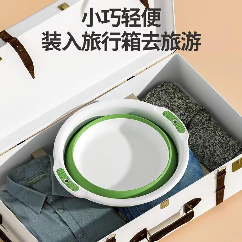 日式硅胶折叠脸盆便携式旅行加厚婴儿大人洗脚盆学生宿舍用洗衣盆