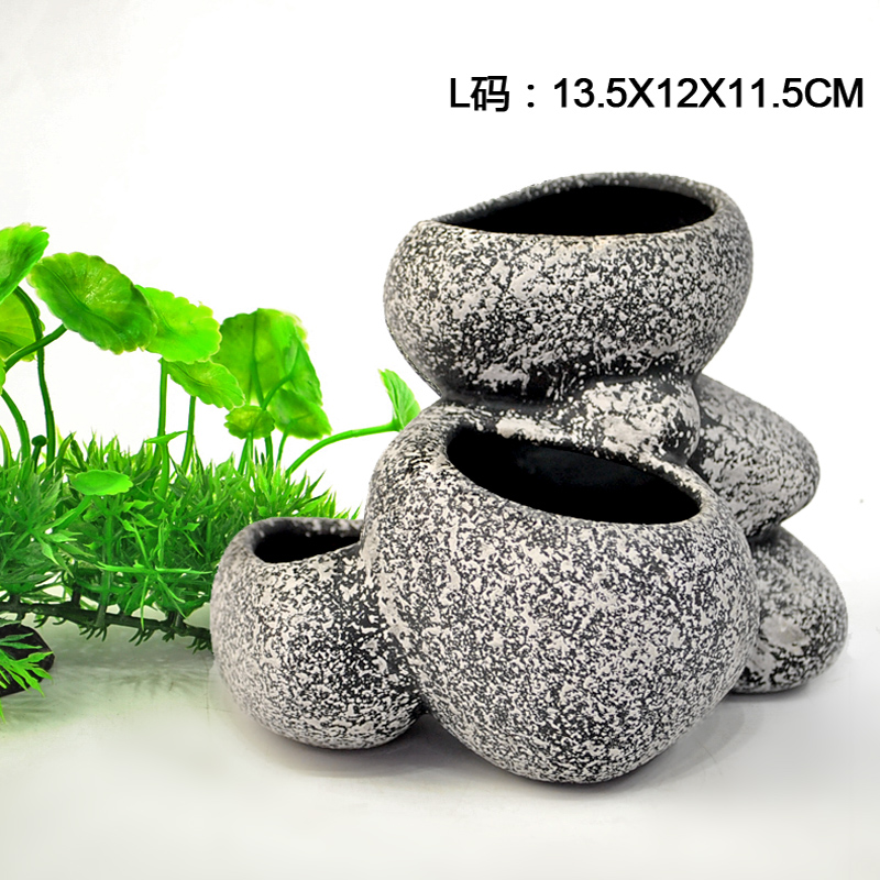 慈鲷石鲷罐多功能石头花r盆鱼缸装饰造景过滤净水慈鲷躲避石繁殖