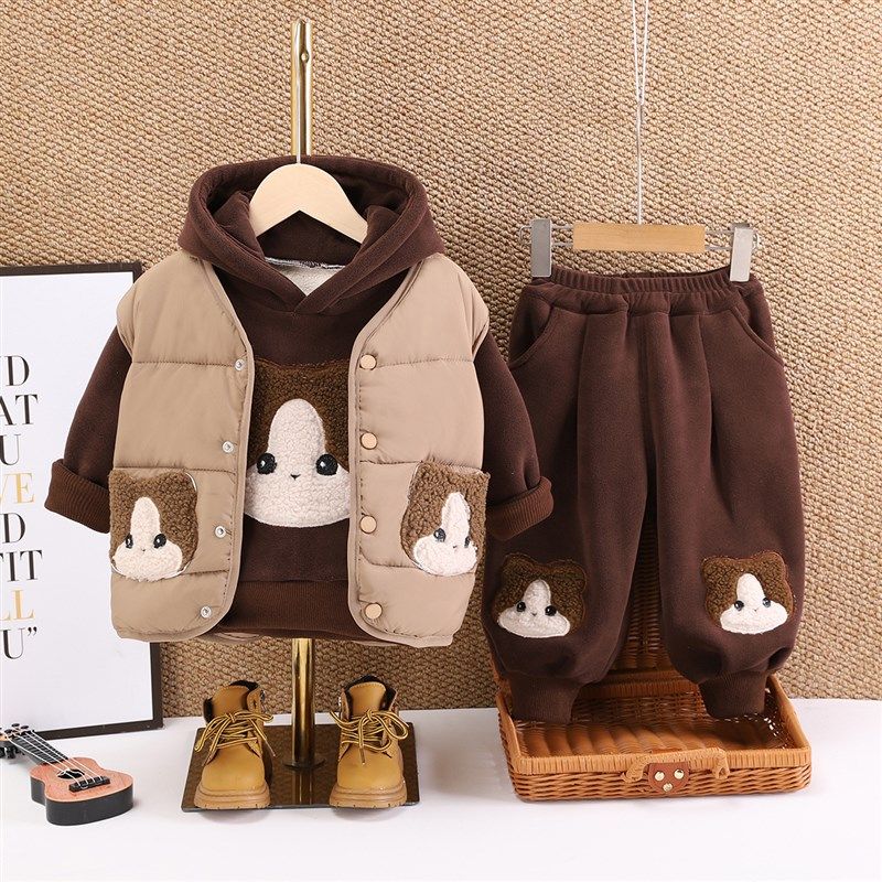 男童秋冬季加绒加厚三件套洋气婴儿童马甲男宝宝冬装套装1-3岁5潮,童装/婴儿装/亲子装,套装,淘宝优惠券,粉丝福利购,淘宝优惠卷