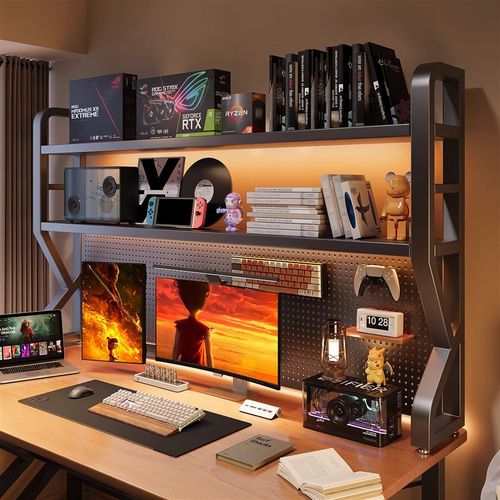 桌上洞洞板置物架多层办公桌学生书桌电脑可放桌面铁艺收纳架书架