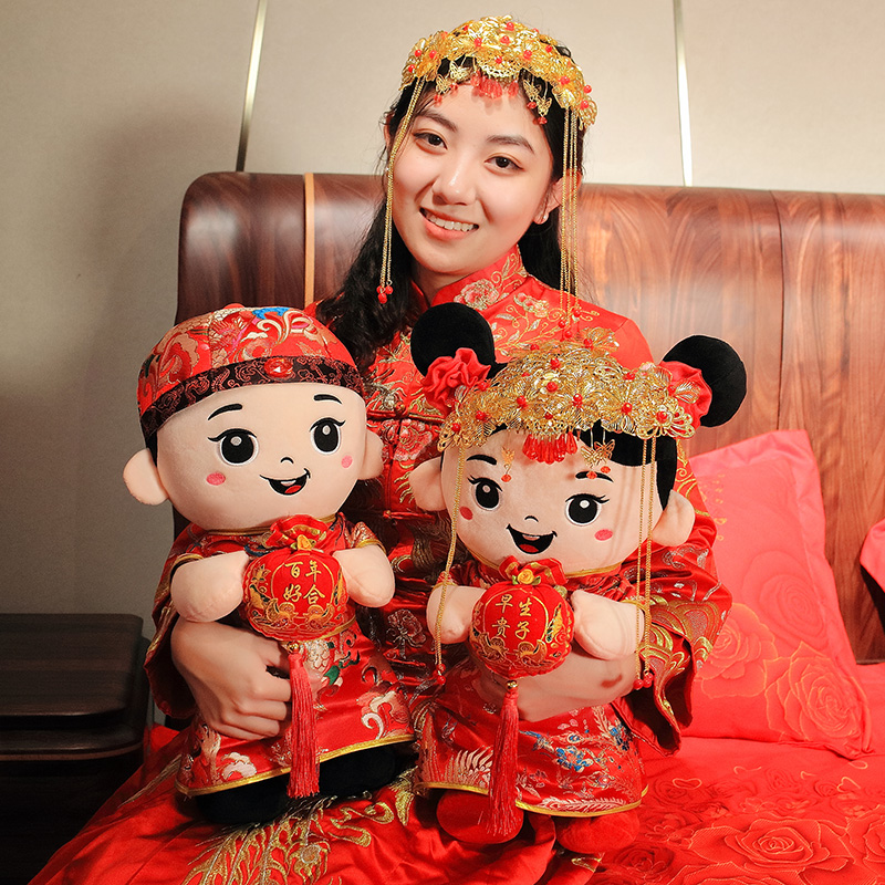 压床娃娃一对结婚礼物婚礼床头婚房摆件婚庆用品床上对娃公仔