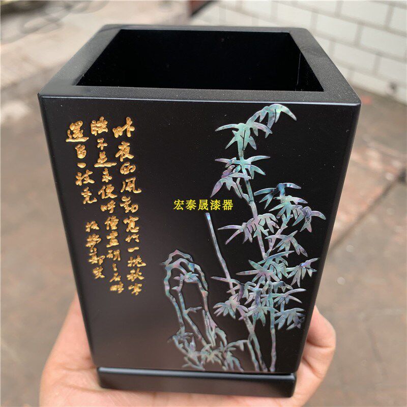 平遥漆器镶嵌贝壳工艺品  纯手工    中式O古典文化用品办公桌摆
