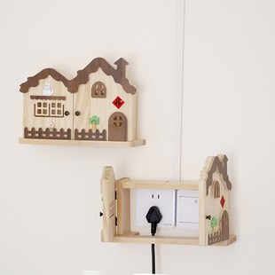 实木双排明插座插k头墙洞凸起遮丑遮挡装饰贴墙壁空调电源开关美