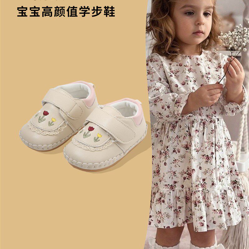 秋季新款一岁女宝i宝公主鞋婴幼儿软底学步鞋6-8-12月一阶段婴儿