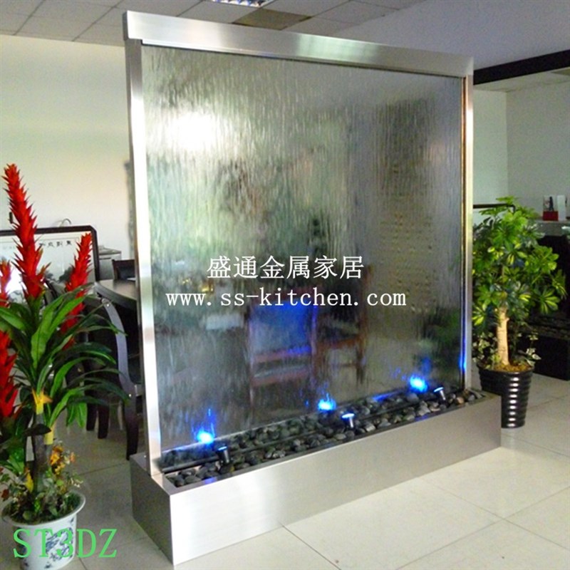 订做不锈钢水幕墙 办公隔断水帘 公司 酒店大厅U 餐厅流水屏风