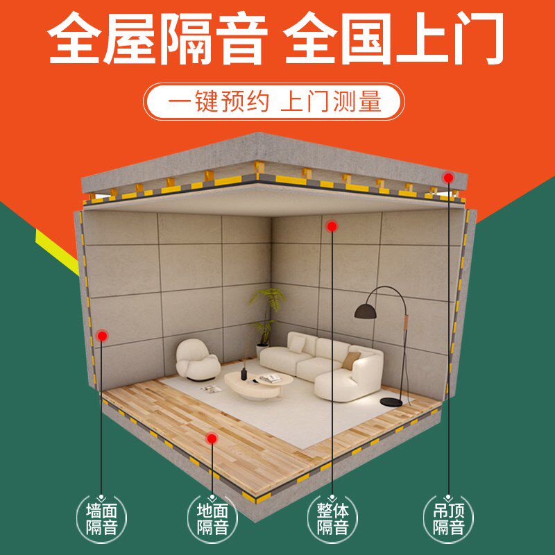 隔音吊顶天花板全屋装修屏障改造隔音墙施工卧室天花影音室幼儿园