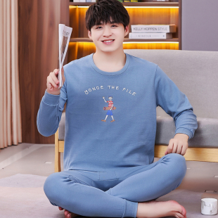 胖大童线衣衬裤 纯棉孩子加肥加大码 学生 男内衣套装 青少年秋衣秋裤