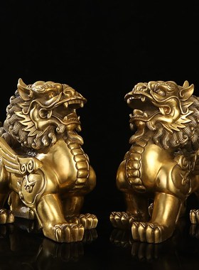 招财铜貔貅摆件一对聚财纯铜貔貅客厅玄关办公室高档装饰开业礼品